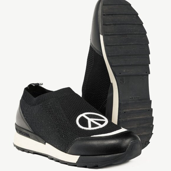 Love Moschino Black Love & Peace Slip-On Knit Sneakers - Picture 5 of 12
